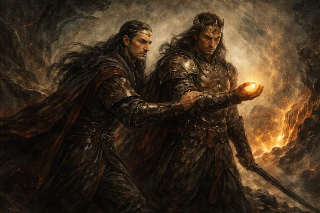 Elrond and Isildur at Mount Doom