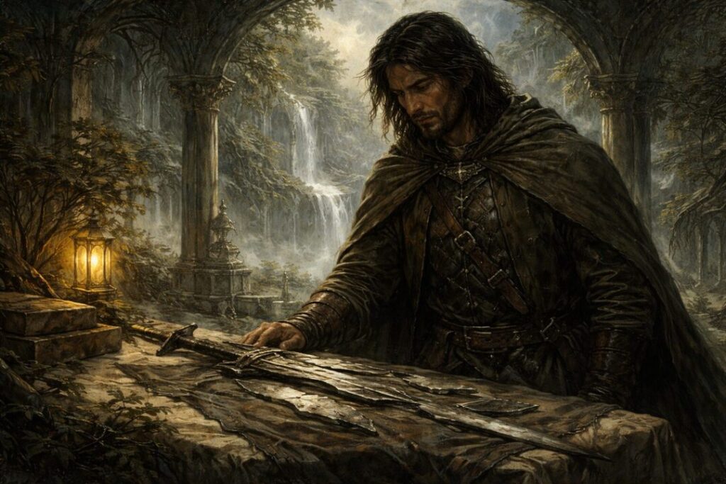 Aragorn shards of Narsil in Rivendell