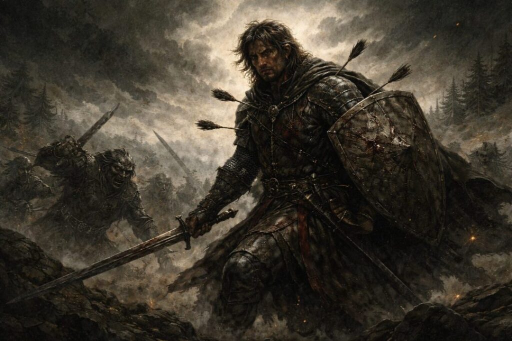 Boromir last stand defending hobbits