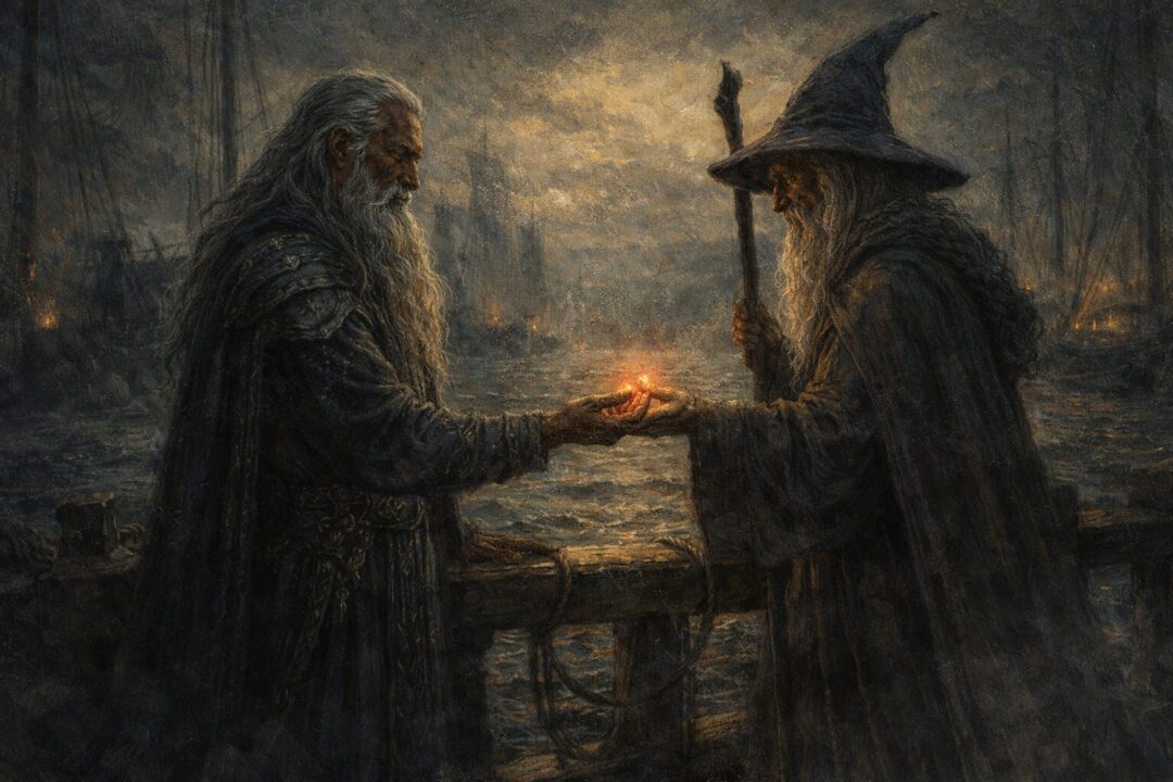 Cirdan gives Narya to Gandalf