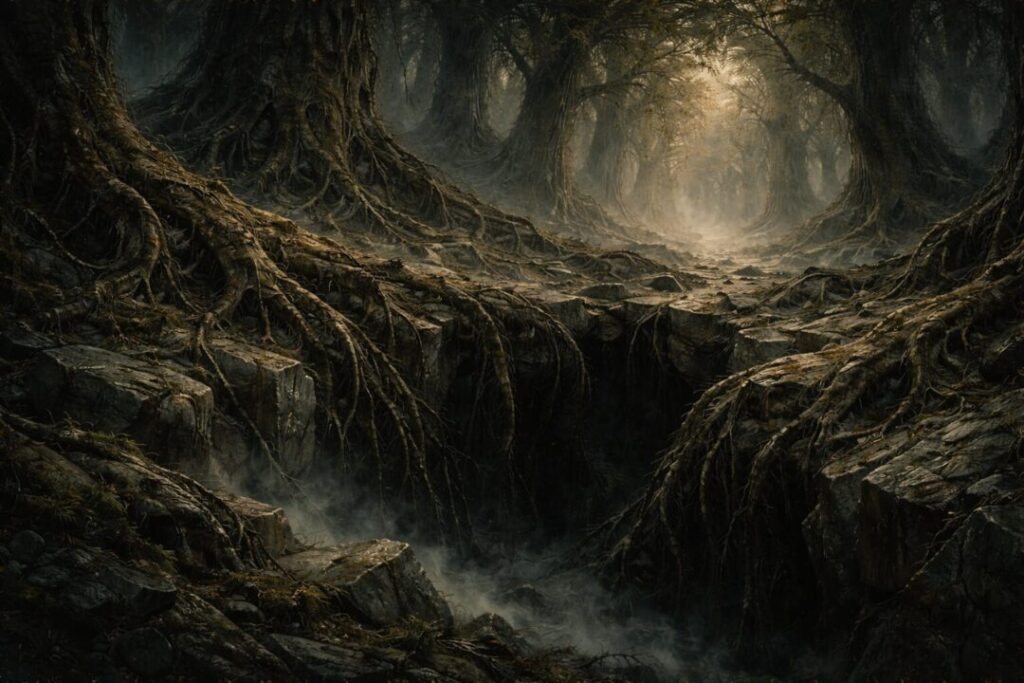 Fangorn forest deep roots ancient evil