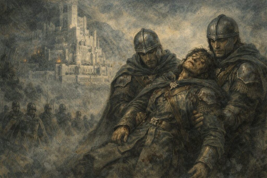 Faramir wounded in defense of Gondor