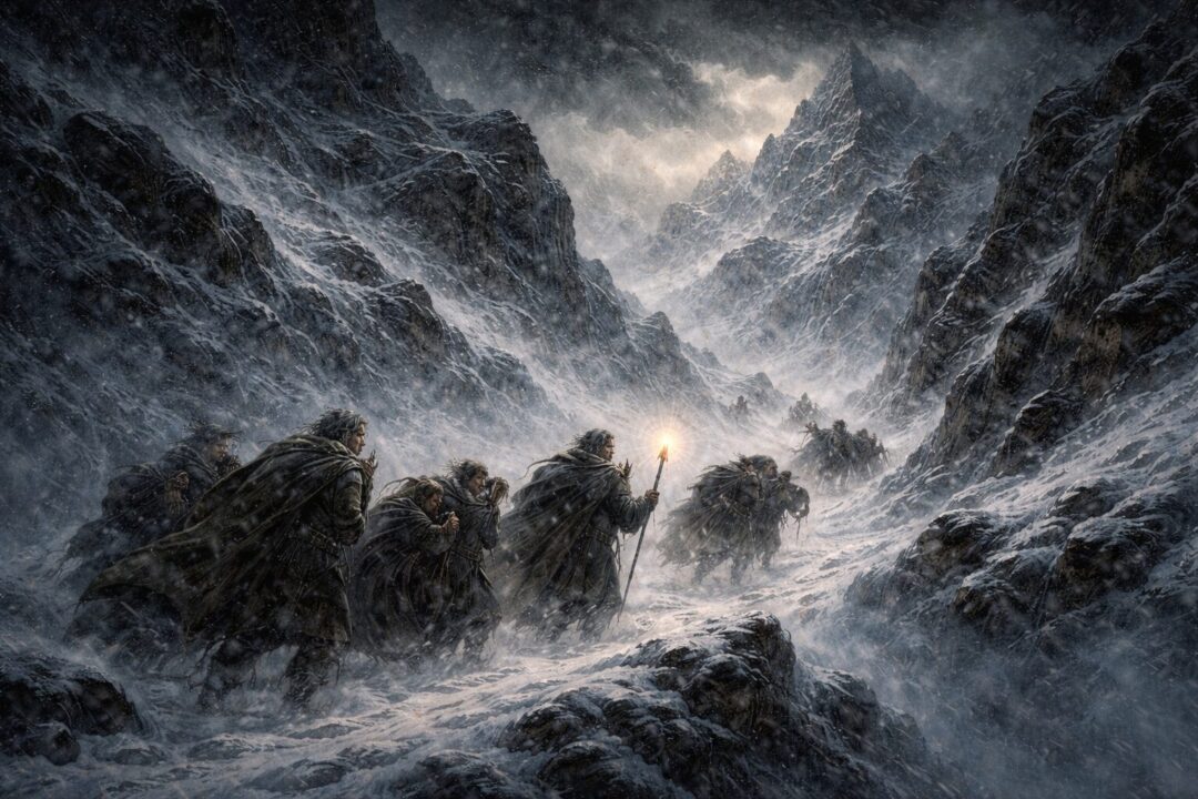 Fellowship turns back Caradhras