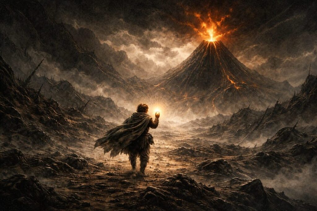 Frodo march to Mount Doom