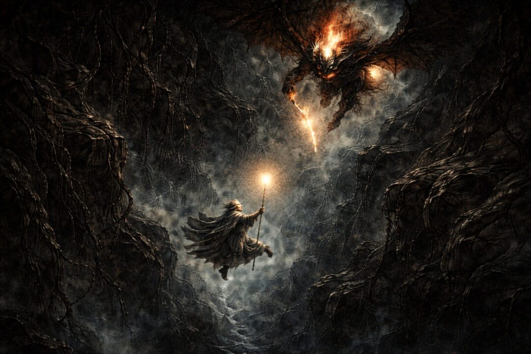 Gandalf and Balrog fall
