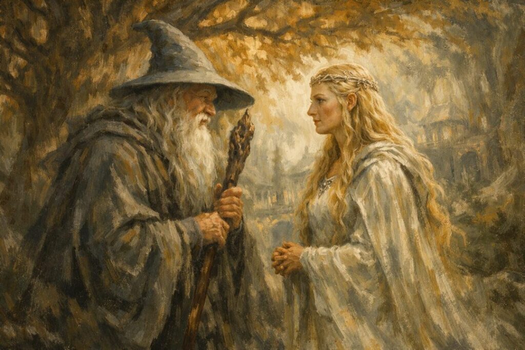 Gandalf and Galadriel Lothlorien