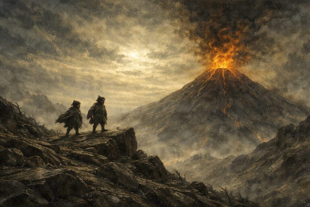 Mount Doom hobbits victory