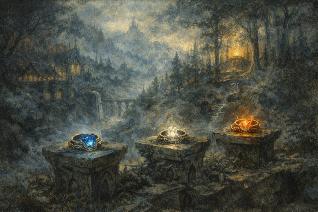 Three elven rings fading