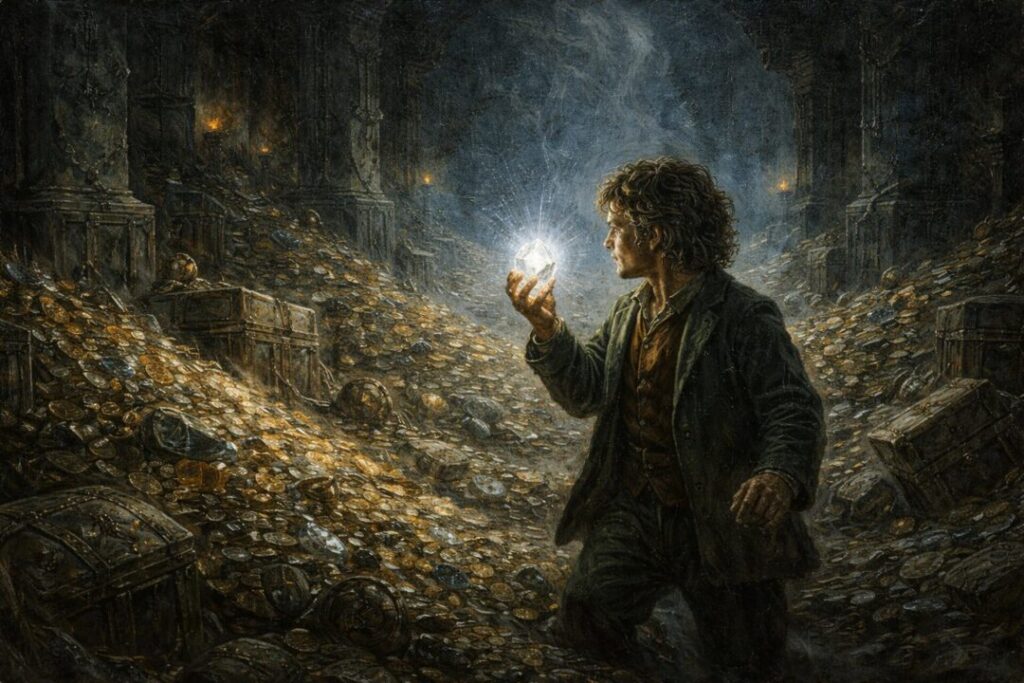 Bilbo finds arkenstone Erebor