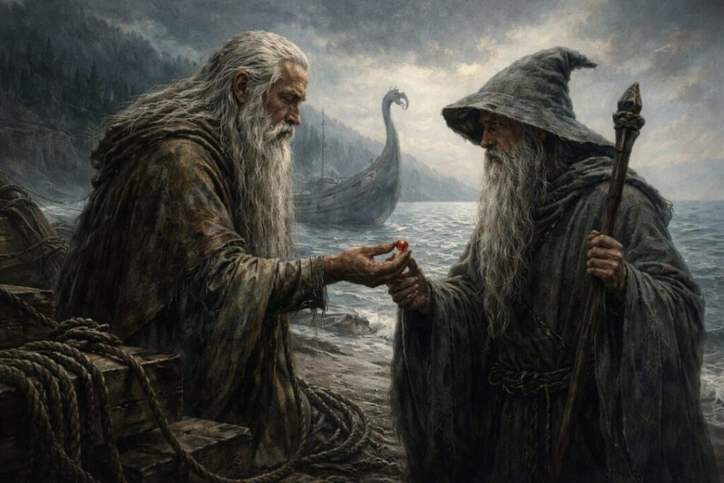 Cirdan gives Narya to Gandalf