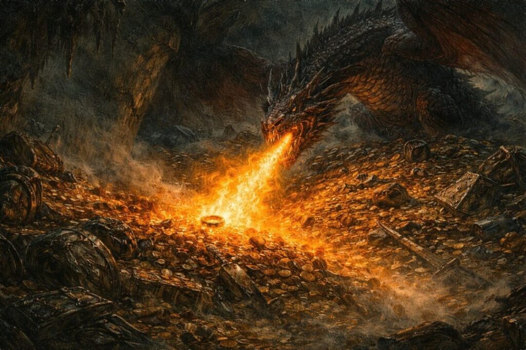 Dragon fire consumed dwarf