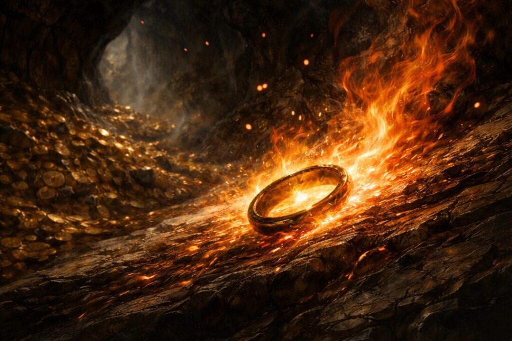 Dragon fire melts dwarven Ring of Power