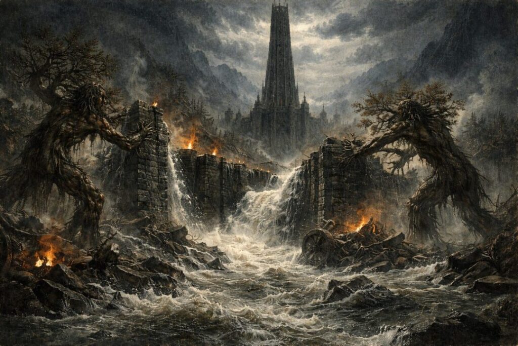 Ents destroy Isengard