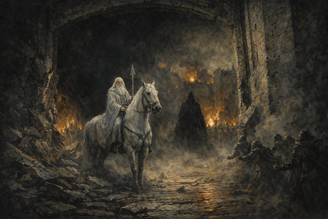 Gandalf Shadowfax before the gate