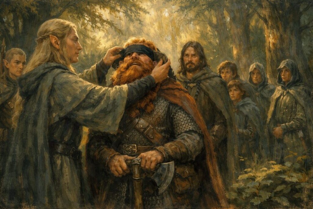Gimli blindfold removed