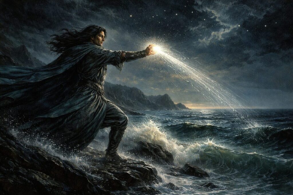 Maglor casts Silmaril into sea