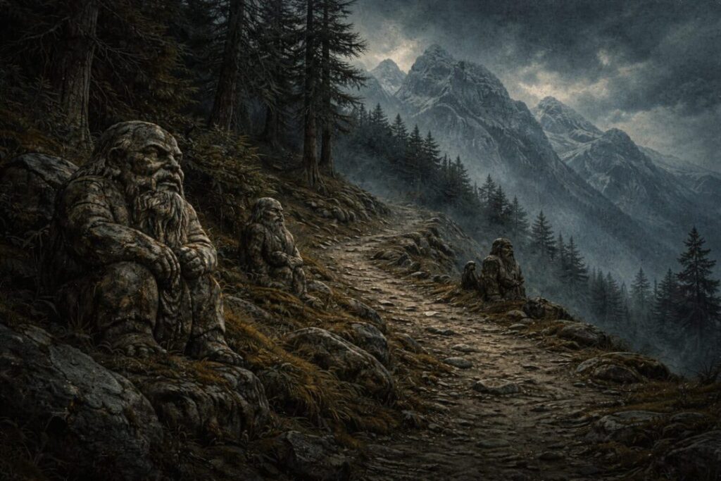 Pukel men stone statues