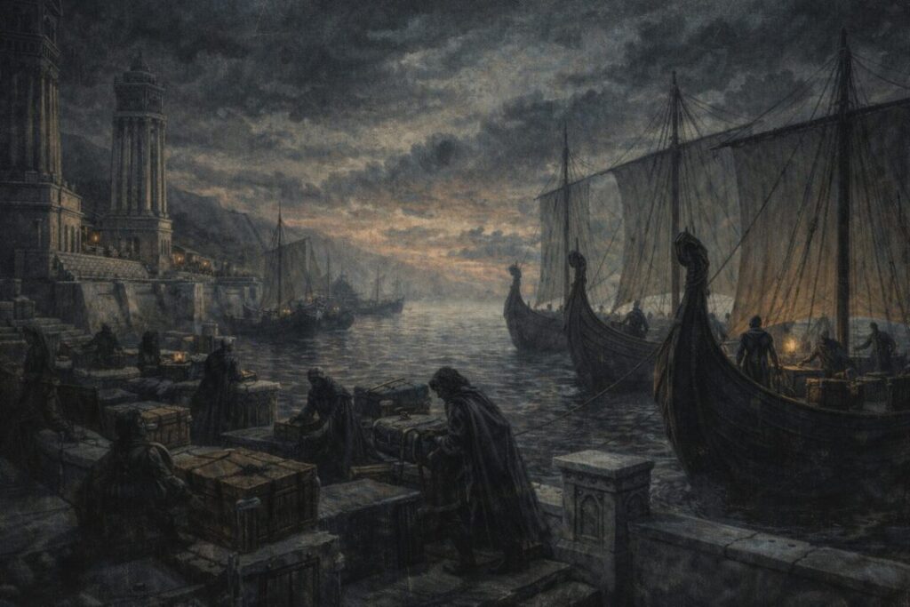 Romenna harbour ships