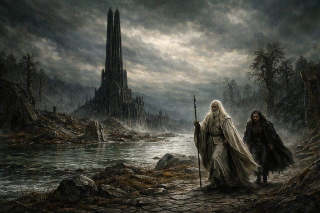 Saruman leaves Orthanc
