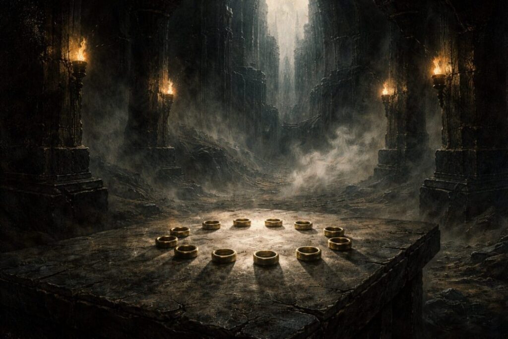 Sauron holds the nine rings