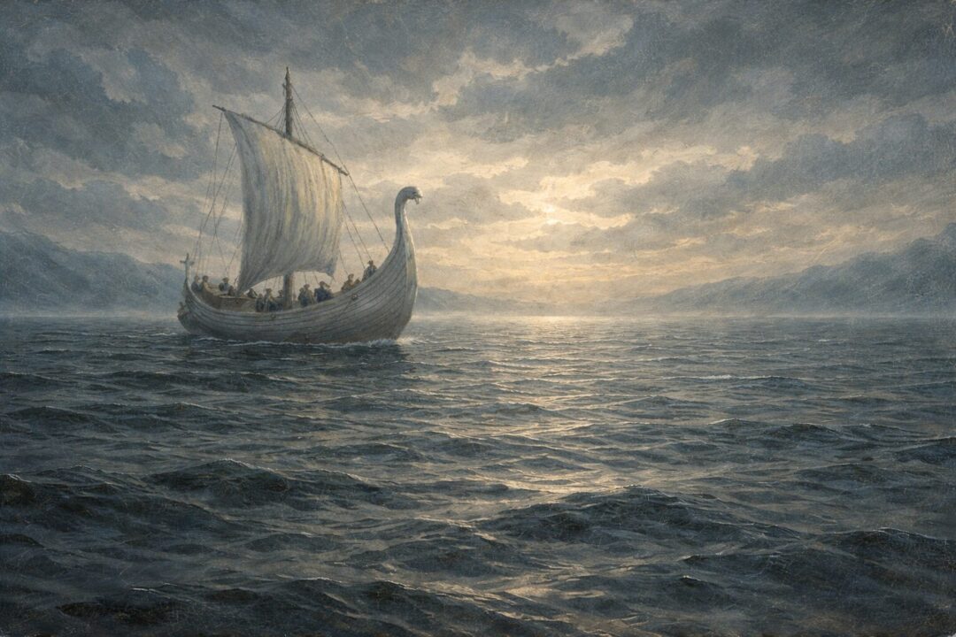 White ship sailing west