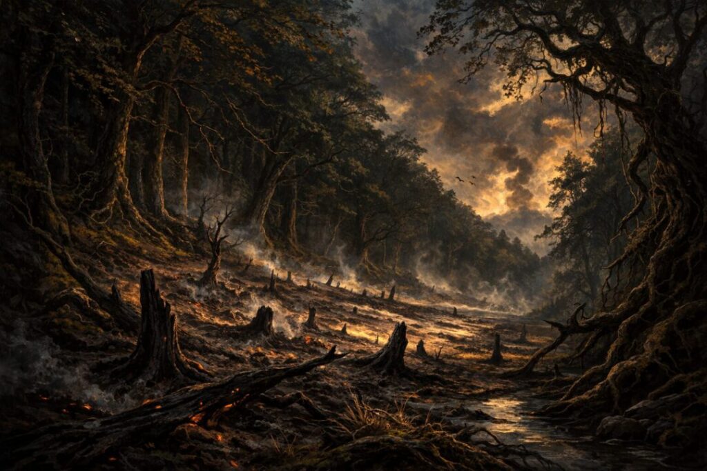 Bonfire glade old forest