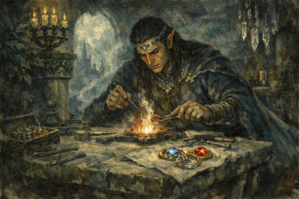 Celebrimbor forging three elven rings