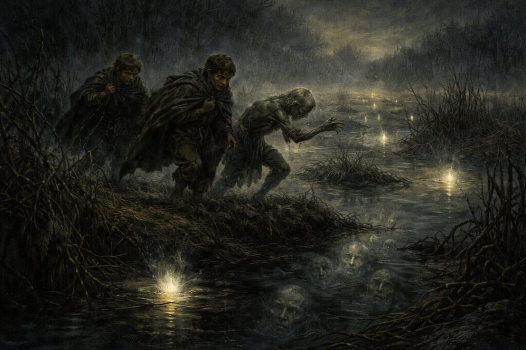 Dead Marshes Frodo Sam and Gollum