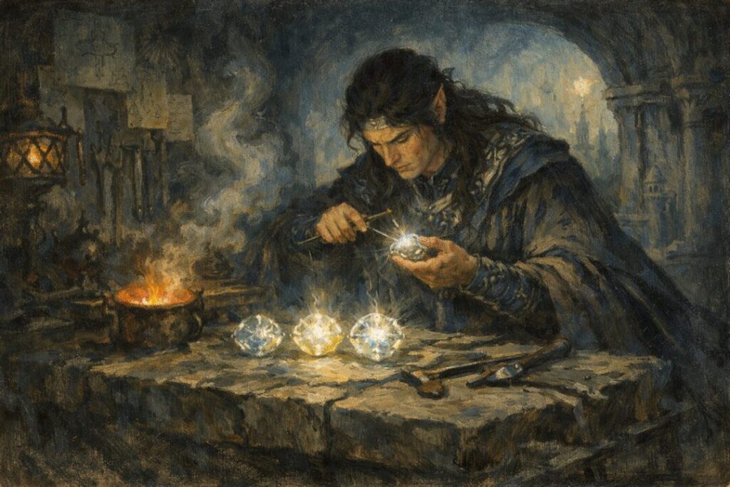 Feanor forging the Silmarils