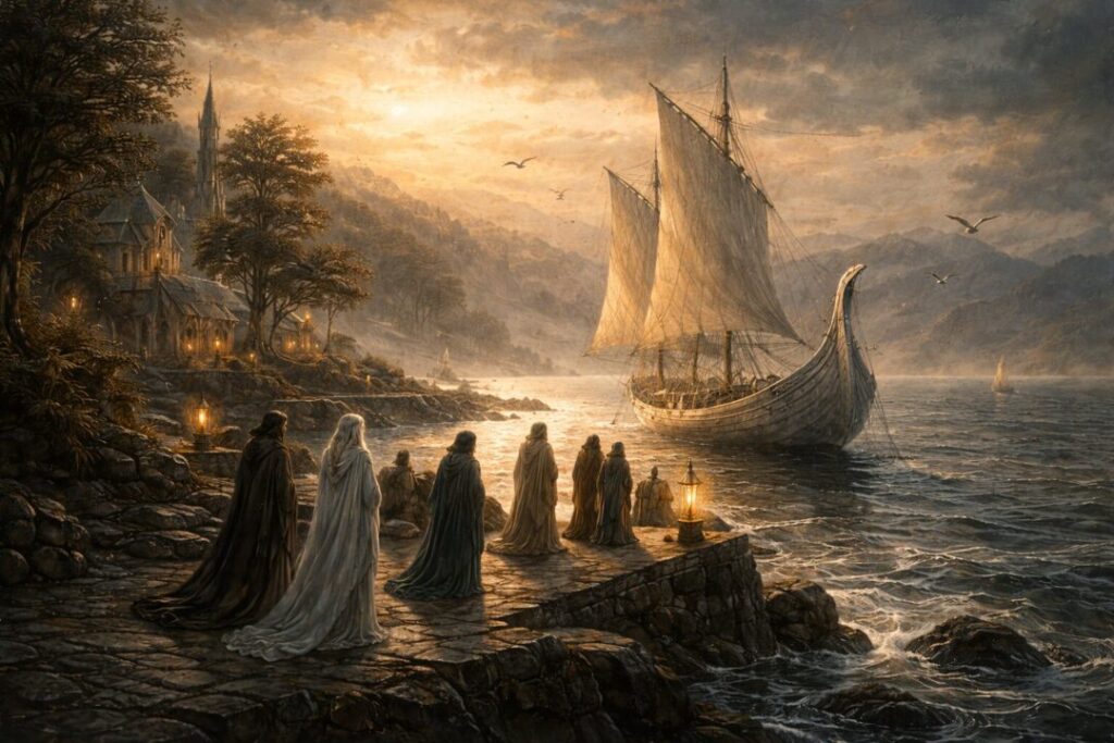 Grey havens end of the three rings