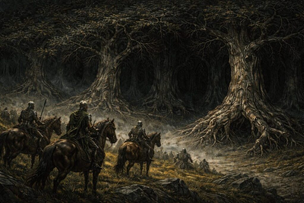 Grey menacing Huorn wood