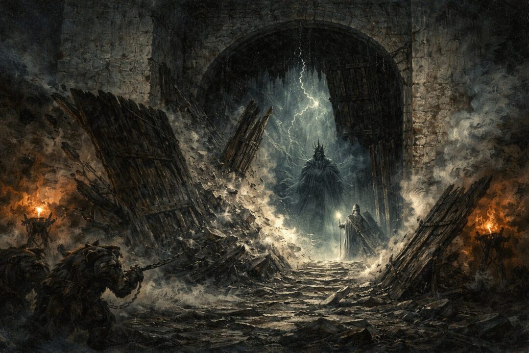Grond breaks gate of Gondor