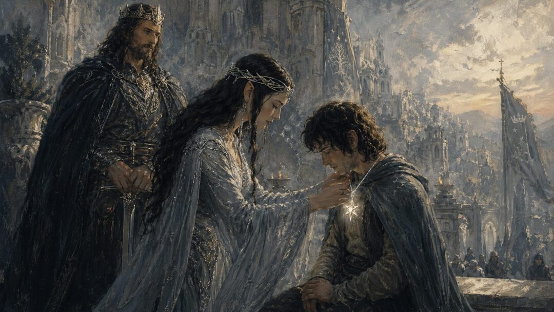 A solemn coronation at dusk