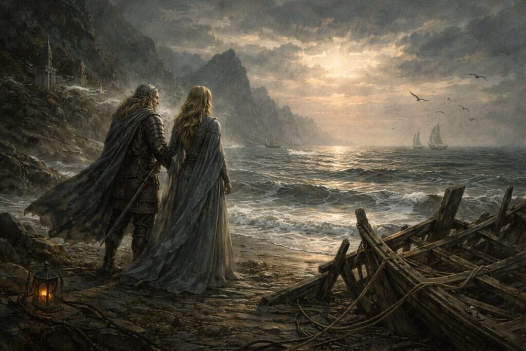 A twilight embrace by the sea