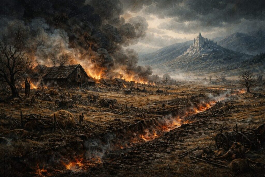 Aftermath of war in Pelennor Fields