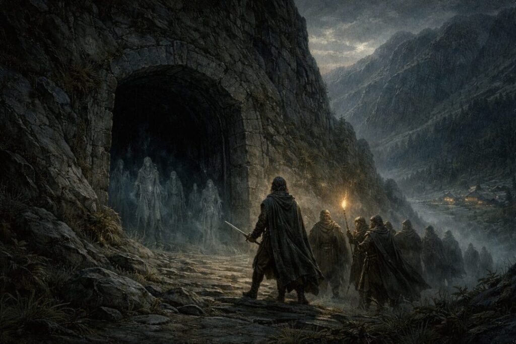 Aragorn at the Paths of the Dead