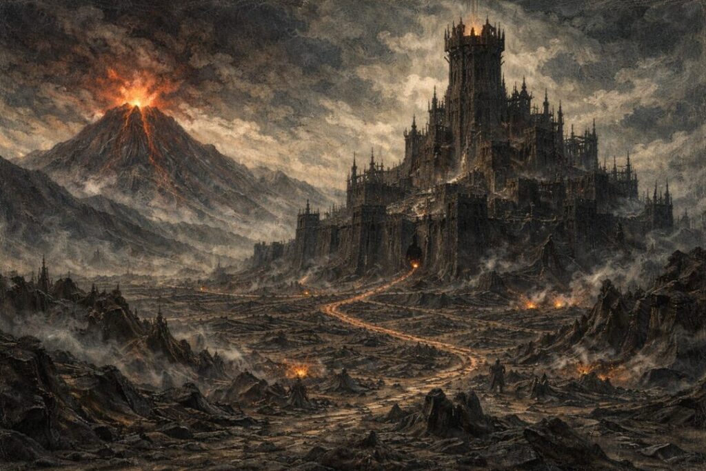 Barad-dûr over the land of Mordor