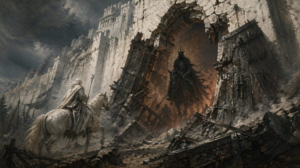 Battle at the ruined fortress gate