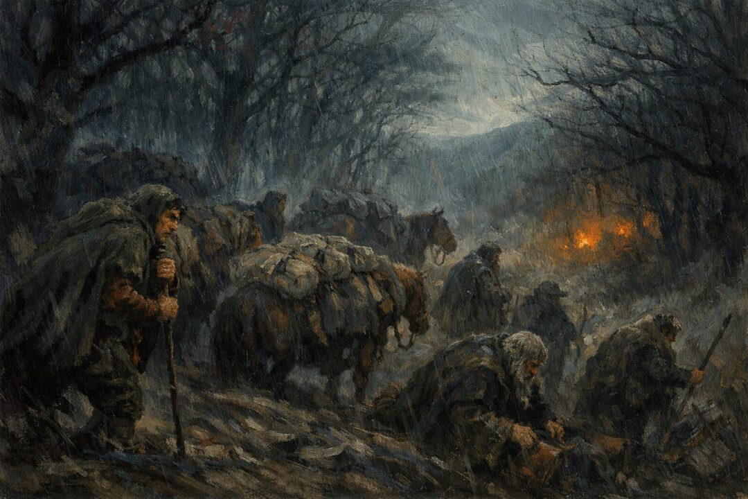 Bilbo and the dwarves in the forest