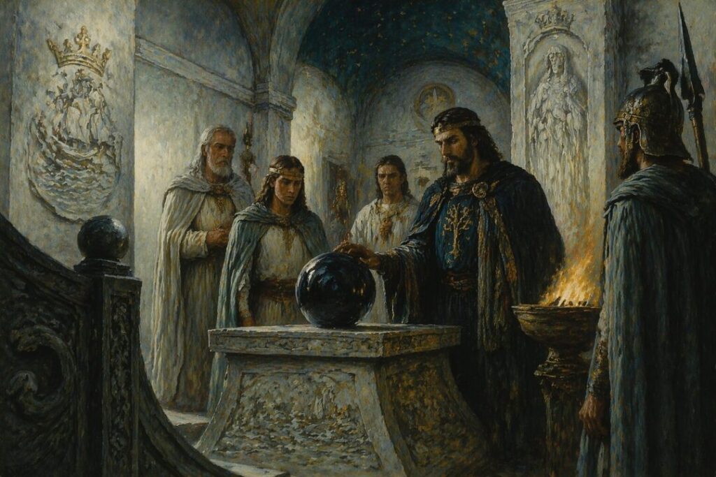 Ceremonial gathering in the ancient hall