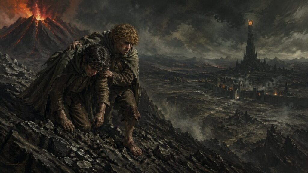 Climbing the volcanic wasteland