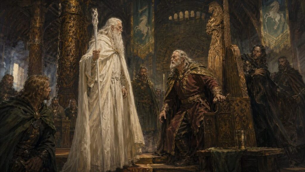 Confrontation in the grand hall