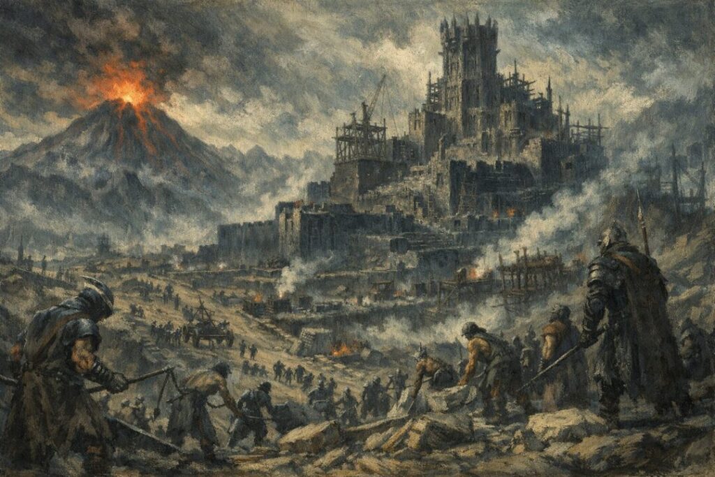 Construction of Barad-dûr in Mordor