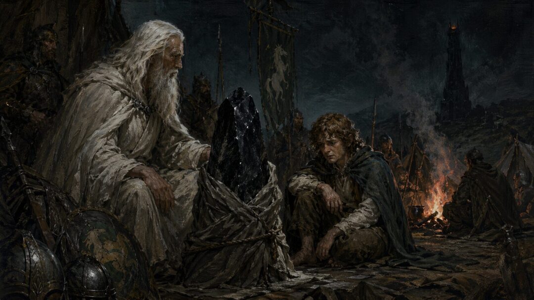 Contemplation by the campfire's glow