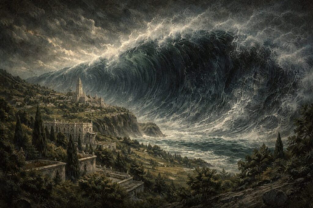 Dark wave approaching Númenor's shores