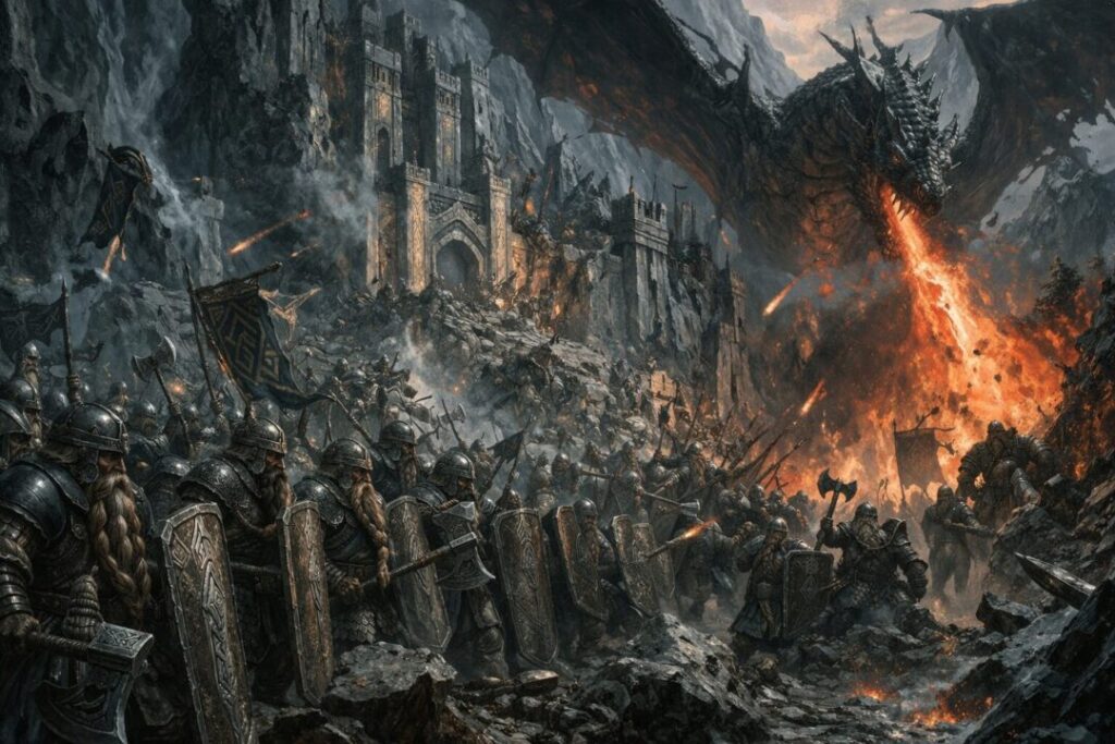 Dragon's fury at the mountain stronghold