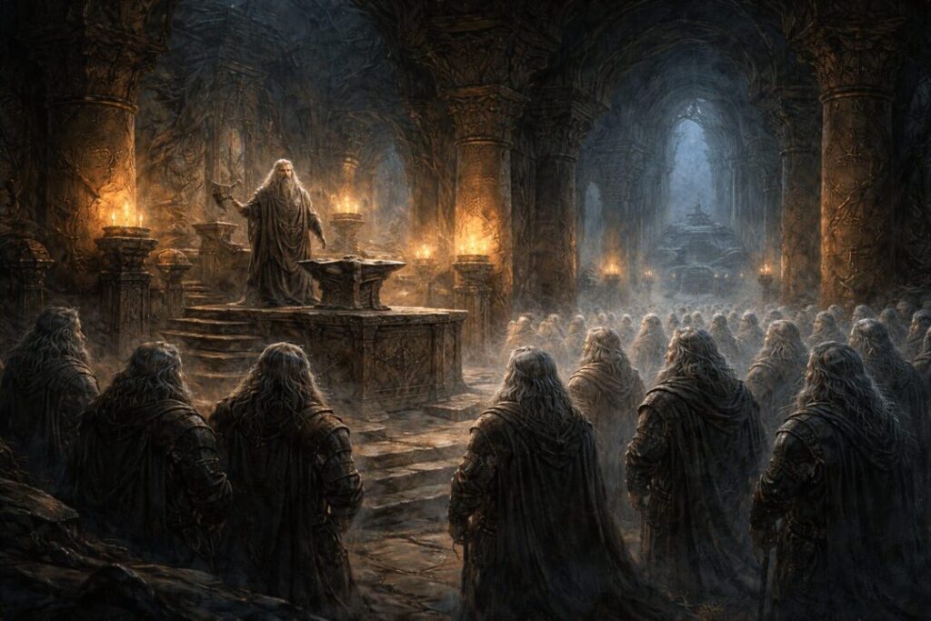 Dwarven spirits in the ancient hall