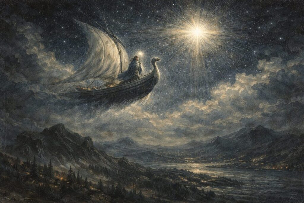 Eärendil's ship above Middle-earth