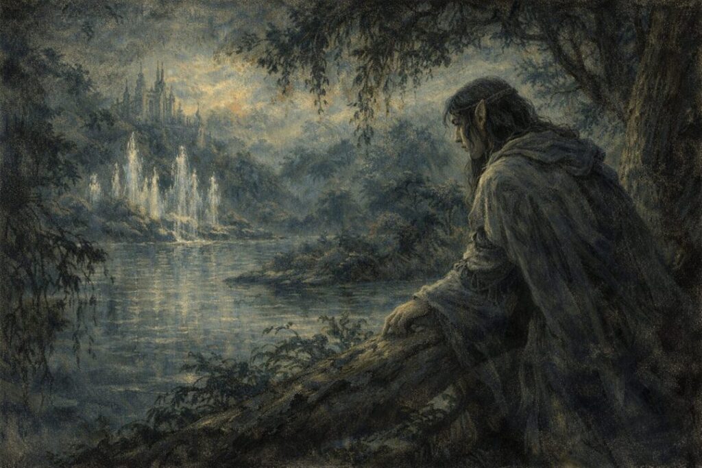 Elf in shadow at Lórien's edge