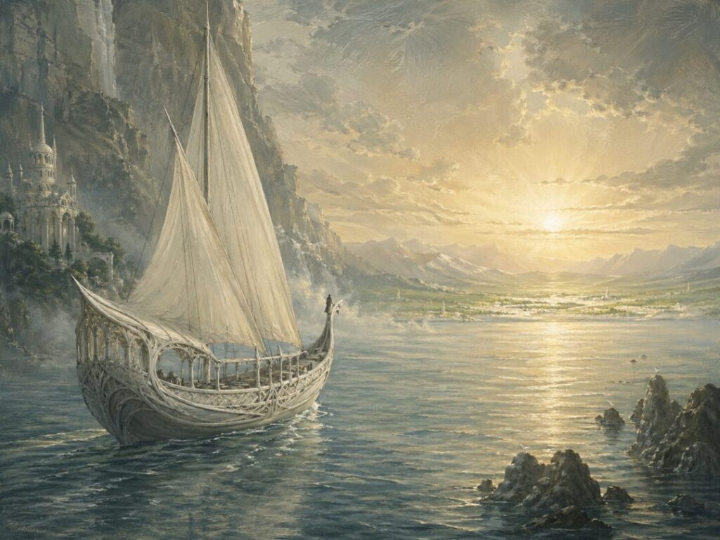 Elven ship on a tranquil sea